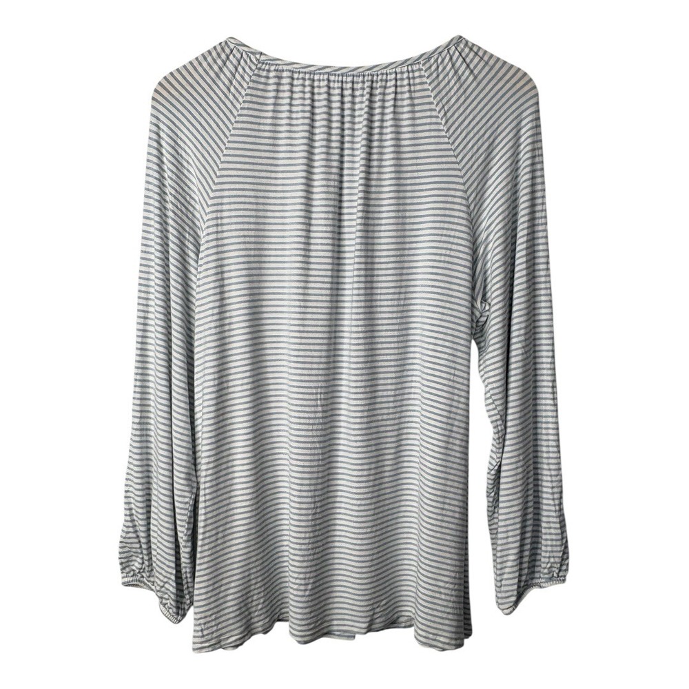 LAKE Pajamas Pima Long Sleeve Top Womens L Blue Striped Modal Lounge Sleepwear - Picture 5 of 8
